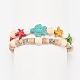 2 set di braccialetti elastici con perline di fiori e stelle marine in stile 2 pezzi BJEW-JB08027-1