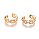 Golden Plated Brass Micro Pave Cubic Zirconia Cuff Earrings EJEW-L244-14G-1