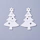 ポプラウッドペンダント  染め  クリスマスツリー  ホワイト  68.5x47x3mm  穴：2mm WOOD-O004-26B-1