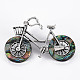 Bicycle Shape Natural Abalone Shell/Paua Shell Brooch Pin G-N333-010B-RS-2