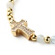 Cross Cubic Zirconia Beaded Bracelet for Girl Women BJEW-JB06848-6