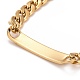 Vacuum Plating 304 Stainless Steel Rectangle Link Bracelet with Curb chains for Men Women STAS-E160-26G-3