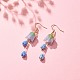 Boucles d'oreilles pendantes longues fleur 3d en plastique EJEW-JE04936-03-2