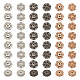 Nbeads 24 set di bottoni automatici a forma di fiore in lega FIND-NB0003-65-1