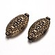 Perles ovales alliage en filigrane de style tibétain TIBEB-D037-03AB-NF-1