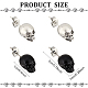 Anattasoul 2 paires 2 couleurs boucles d'oreilles tête de mort en alliage gothique pour femme EJEW-AN0002-18-2