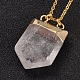 Brass Natural Crystal Pendant Necklaces NJEW-JN01460-2
