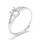 Adjustable Rhodium Plated 925 Sterling Silver Finger Ring Components STER-E061-29P-5
