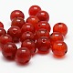 3-Hole Dyed Natural Red Agate Round Beads G-N0012-6mm-18-2