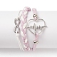 4Pcs 4 Color Alloy Heart Beat & 304 Stainless Steel Infinity Links Multi-strand Bracelets Set BJEW-TA00190-3