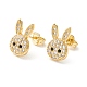 Rabbit Cubic Zirconia Stud Earrings EJEW-P196-03G-1