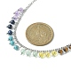 Halskette mit rundem Anhänger aus natürlichen und synthetischen gemischten Edelsteinen mit 304 Edelstahlkette NJEW-TA00088-4
