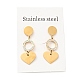 Crystal Rhinestone Ring and Heart Long Dangle Stud Earrings with 316 Stainless Steel Pins EJEW-F285-04G-3