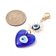 Glass Mixed Shapes with Evil Eye & Brass Sun Pendant Decorations HJEW-JM01522-3