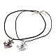 Couples Leather Alloy Helm with Skull Pendant Necklaces NJEW-L401-37-4