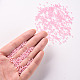 11/0グレードの丸いガラスシードビーズ  透明インサイドカラー  光沢メッキ  ピンク  2.3x1.5mm  穴：1mm  約48500個/ポンド SEED-N001-F-254-4