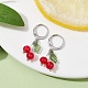 Cherry Glass with Acrylic Dangle Leverback Earrings EJEW-JE05612-2