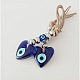 Heart with Evil Eye Glass Pendant Decorations EVIL-PW0002-02-3