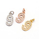 Mixed Color Brass Micro Pave Cubic Zirconia Number Charms ZIRC-E014-M-2