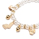 ABS Plastic Imitation Pearl Beaded Stretch Bracelet with Alloy Enamel Charms for Kids BJEW-JB08524-01-5