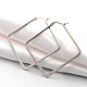 ステンレス鋼の角フープピアス304個  低刺激性のイヤリング  菱形  ステンレス鋼色  57x59x2mm  ピン：1x0.5mm EJEW-P066-02C-1