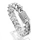Stainless Steel Curb Chain Bracelet with Rhinestone Clasps WG84387-01-1