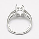 Adjustable Rhodium Plated 925 Sterling Silver Finger Ring Components STER-P033-17P-2