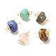 Natural Mixed Stone Connector Charms PALLOY-JF01480-1