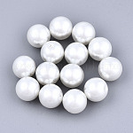 Perlige Glasperlen, gefärbt, Hälfte gebohrt Perlen, perlig, Runde, weiß, 1/4 Zoll (8 mm), Bohrung: 1 mm