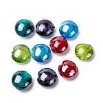 Manuell Murano Glas Perlen, perlig, Flachrund, Mischfarbe, 16x8 mm, Bohrung: 1.5 mm