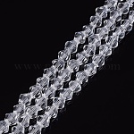 Imitation Austrian Crystal 5301 Bicone Beads, Faceted Glass Beads Strands, Clear, 4x4mm, Hole: 1mm, about 92~96pcs/strand, 13.78~14.37 inch