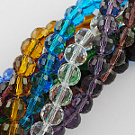 Transparent Glass Bead Strands, Faceted(96 Facets), Round, Mixed Color, 12mm, Hole: 2mm, about 50pcs/strand, 22.4 inch