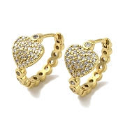 Серьги-кольца из латуни с микропаве из кубического циркония EJEW-R162-44G