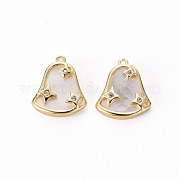 Brass Micro Pave Clear Cubic Zirconia Charms KK-Q765-027-NF