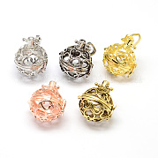 Филигранный круглый с сердечными подвесками из латуни KK-N0092-03M-NR
