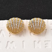 Серьги-кольца в форме ракушки с микропаве из прозрачных кубических цирконий из латуни EJEW-C158-05G