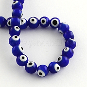 Круглый ручной сглаза Lampwork бисер LAMP-R114-10mm-02