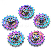 Rack Plating Rainbow Color Alloy Filigree Joiners Links PALLOY-S180-329