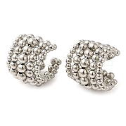 Круглые серьги-гвоздики из латуни с покрытием из бисера EJEW-M225-01P