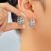 Изысканные серьги-кольца из латуни с прозрачным кубическим цирконием в форме капли FZ4597-1