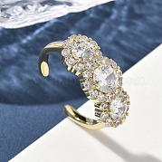 Латунные микро проложить манжеты кольца кубического циркония RJEW-H256-01G-02