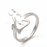 304 Stainless Steel Mother and Daughter Adjustable Ring for Mother's Day RJEW-B027-09P
