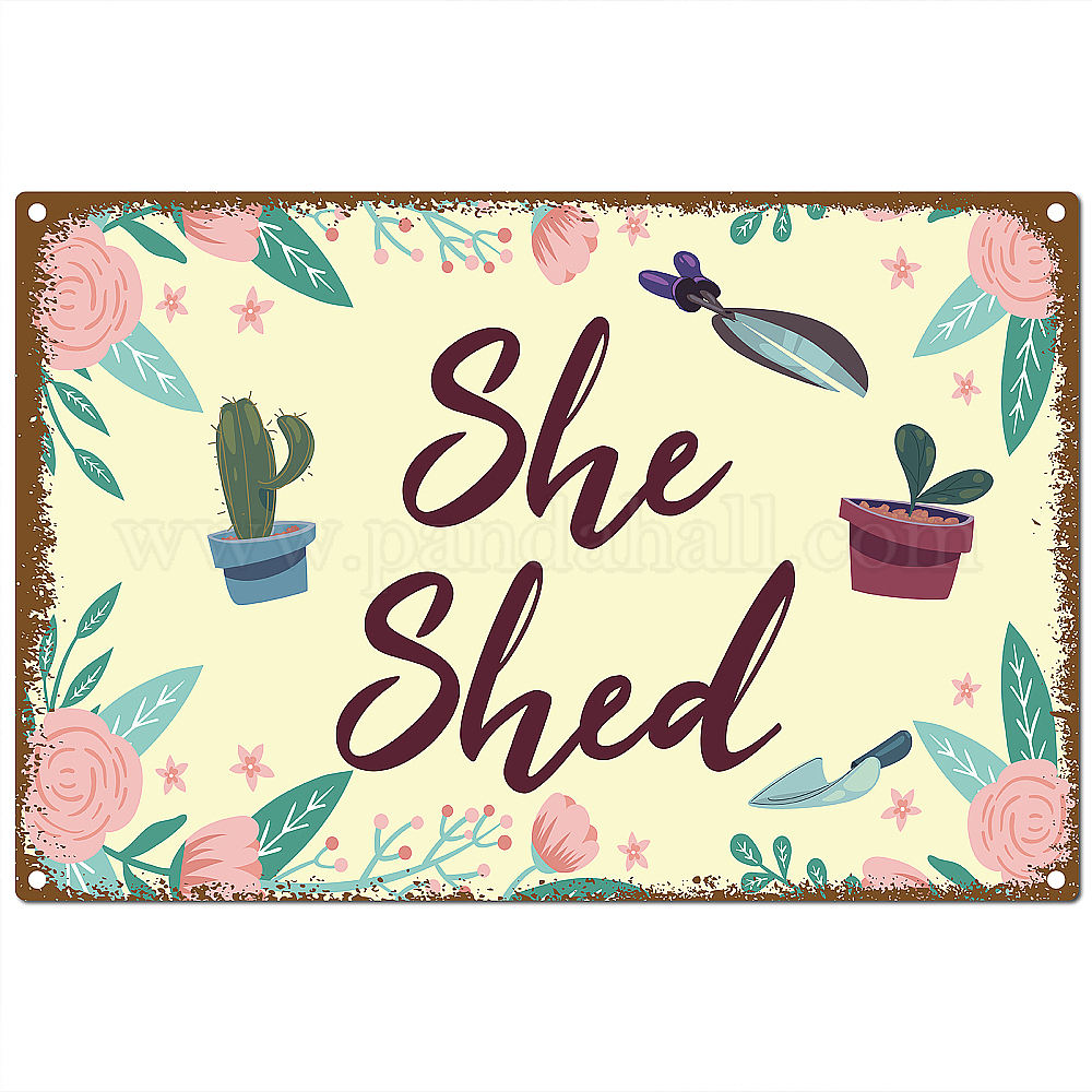 wholesale-creatcabin-she-shed-signs-tin-plate-flowers-leaves-cactus