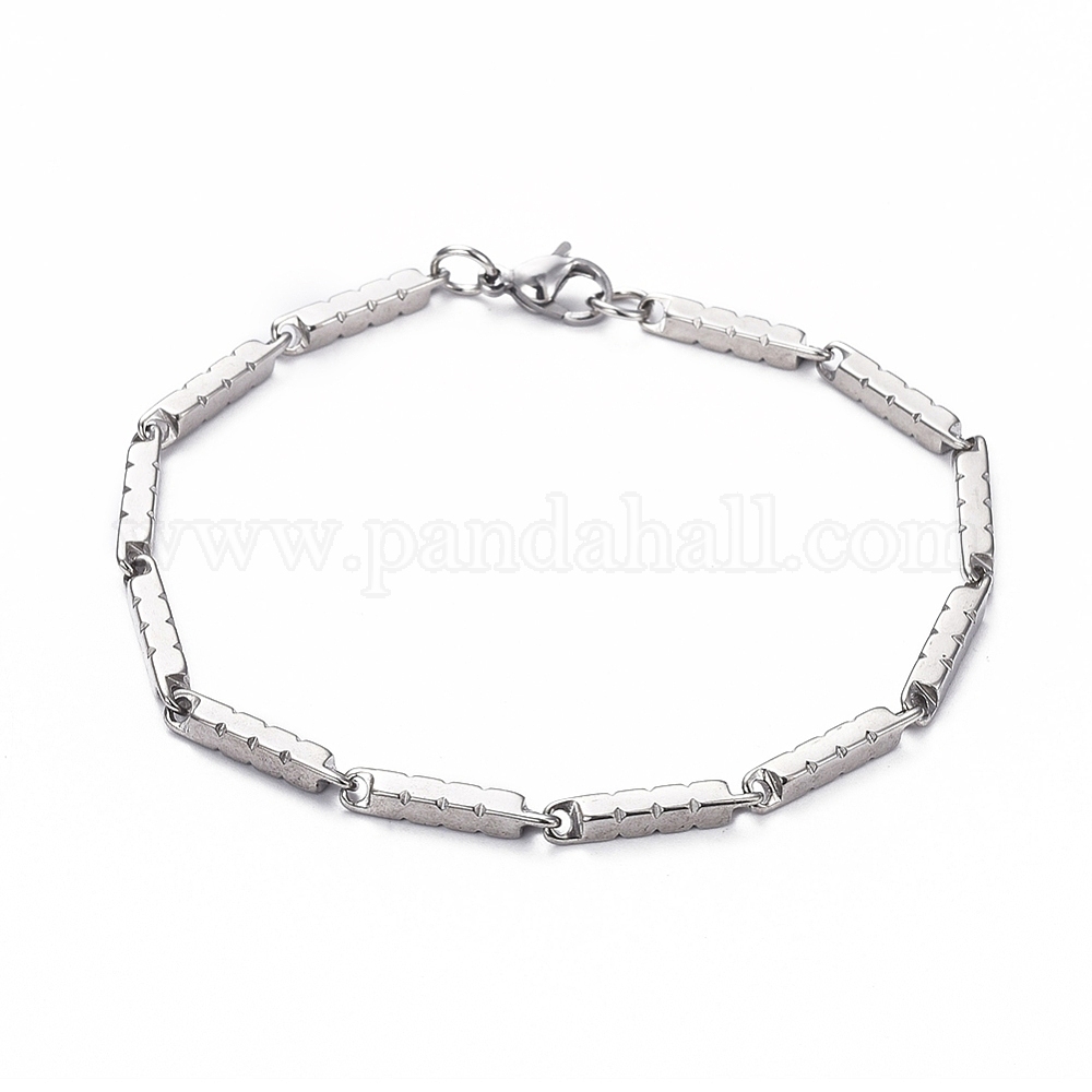 Wholesale Unisex 201 Stainless Steel Bar Link Chain Bracelets