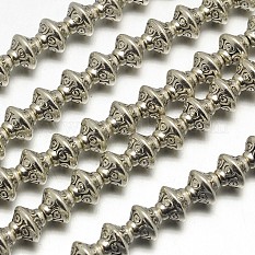 Style tibétain brins alliage de toupie de perles X-TIBEB-O007-14-RS