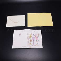 (vente de liquidation)Enveloppe et ensembles de cartes de vœux à motif de fleurs DIY-WH0258-33B-02
