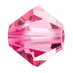 Preciosa® Kristallperlen, tschechischer Kristall, Doppelkegel (451 69 302 Rondell), 70010 Rose, 4 mm, Bohrung: 0.8 mm