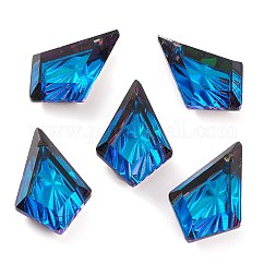 Pendentifs en strass en verre gaufré, facette, cerf-volant, bleu bermudes, 19x12x5.5mm, Trou: 1.2mm