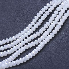 FilI di perline in vetro placcato, perle di imitazione giada, ab colore placcato, sfaccettato, rondelle, neve, 4x3mm, Foro: 0.8~1 mm, circa 105~110pcs/filo, 38~39 cm.