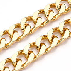 Cadenas del encintado de aluminio, cadenas de eslabones cubanos con corte de diamante, sin soldar, la luz de oro, 28x19x6mm